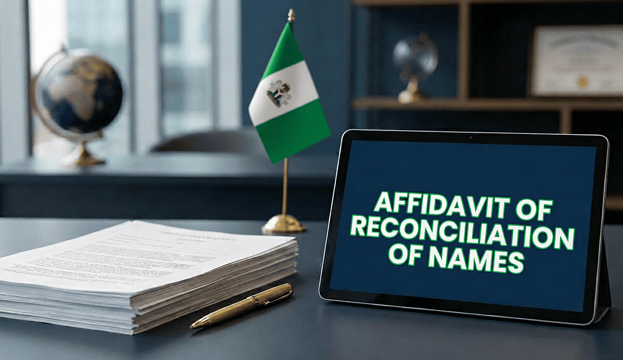 sample and template for Nigeria affidavit of reconciliation of names affidavit for married woman reconciling her maiden name and her husband's surname after marriage on documents