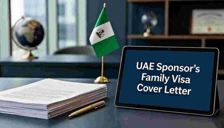 UAE family residence visa sponsor cover letter template for UAE application from Nigeria