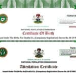 difference between NPC birth attestation certificate and NPC birth certificate in Nigeria for legalization